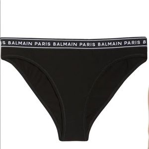 Balmain Black Logo Waist Cotton Panties